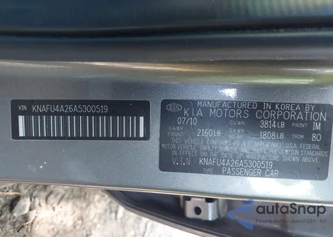 2010 Kia Forte Ex from USA, damaged, VIN KNAFU4A26A5300519